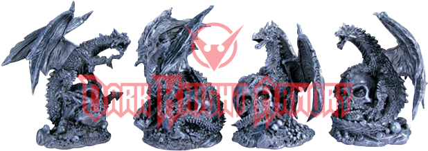 Black Dragon Statue Set - Dragon (617x617), Png Download