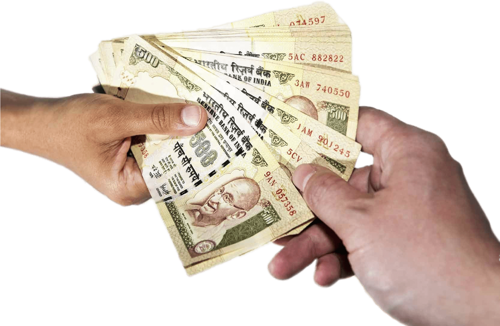 Objects - Rupees In Hand Png (1668x1158), Png Download