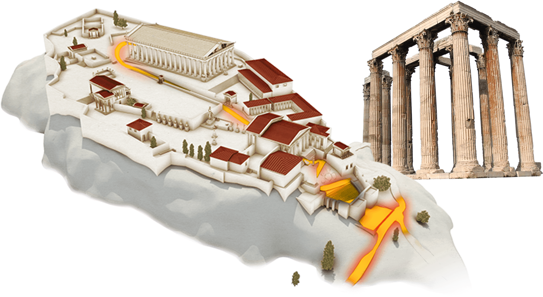 Acrópolis De Atenas - Temple Of Olympian Zeus (1920x1195), Png Download
