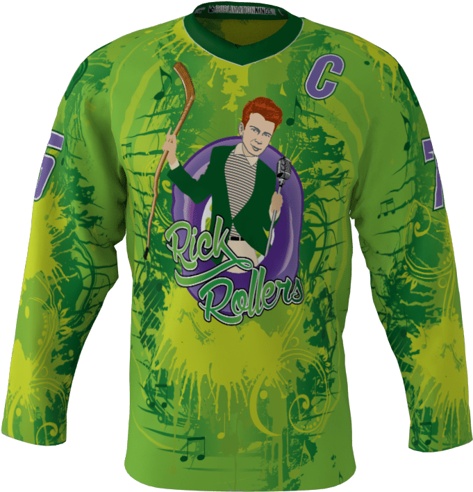 Rick Rollers Custom Hockey Jersey - Long-sleeved T-shirt (1024x1024), Png Download