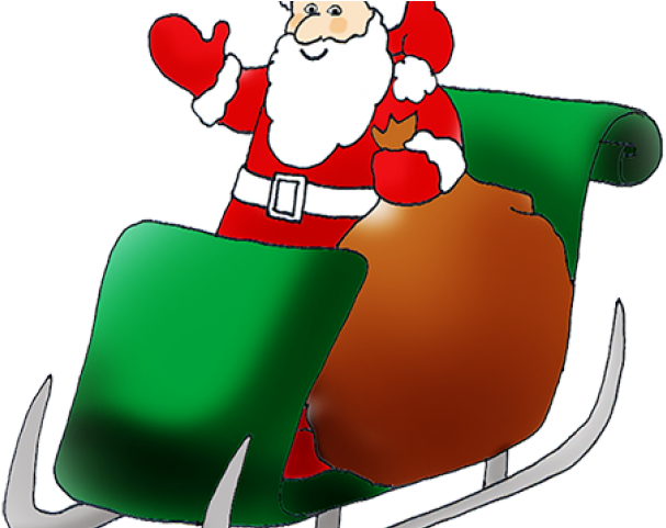 Easy Santa Claus On Sledge (640x480), Png Download