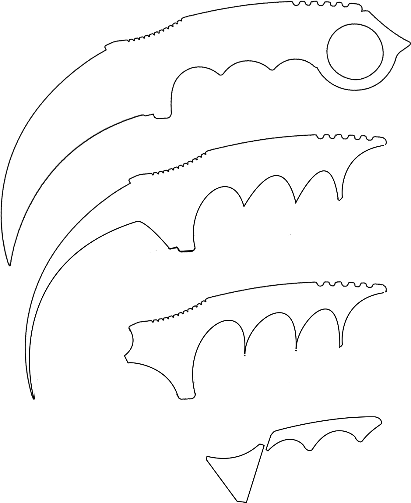 How To Make Paper Cs Go Karambit Knife - Sketch (1448x2048), Png Download