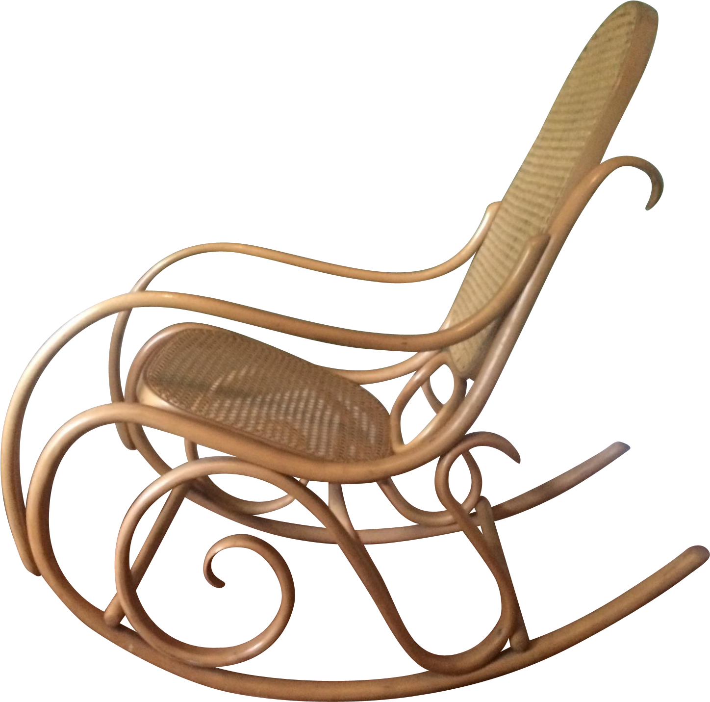 1960s Thonet Bentwood Rocker With Caned Back & Seat - Rocking Chair (1448x1431), Png Download
