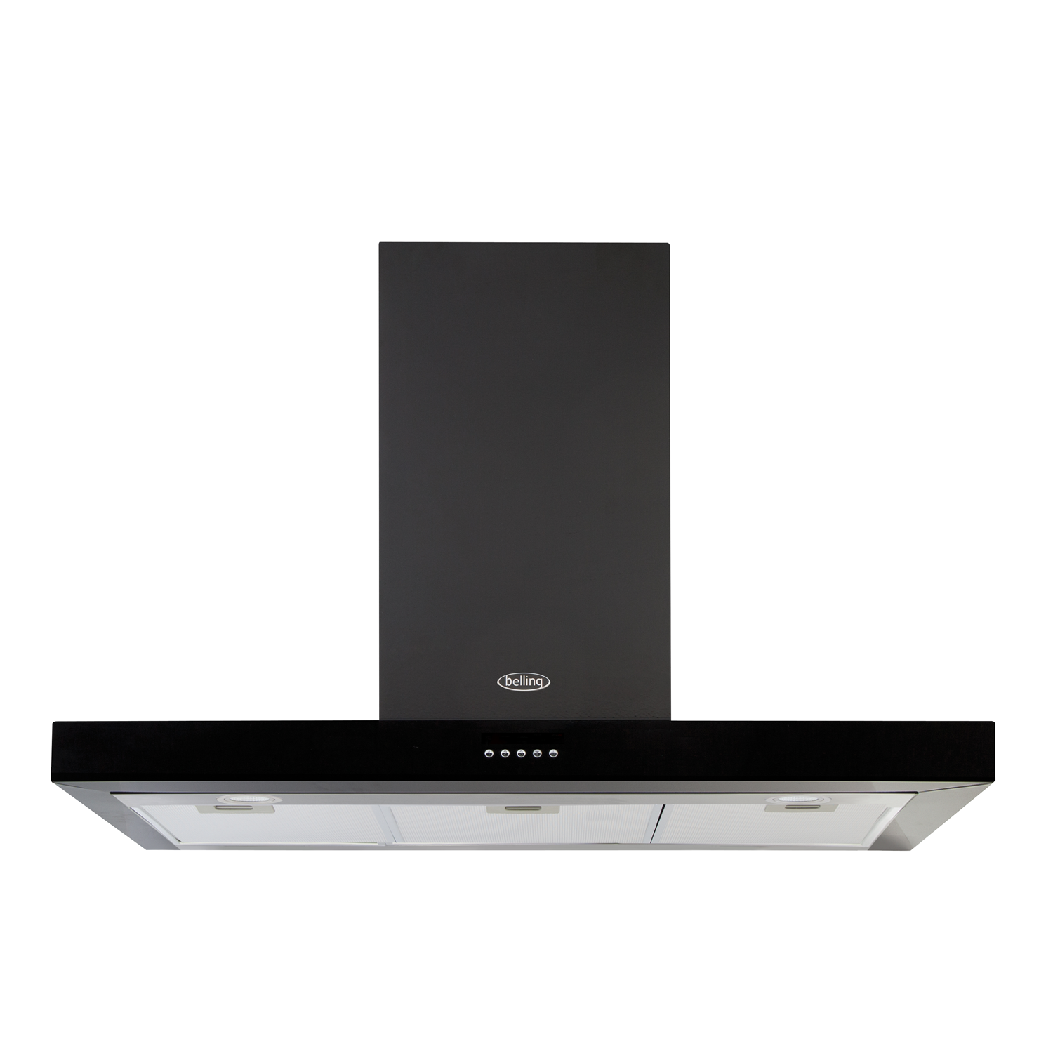 Belling Cookcentre 90flat 90cm Chimney Hood In Black - Smeg 110cm Black Cooker Hood (1500x1500), Png Download