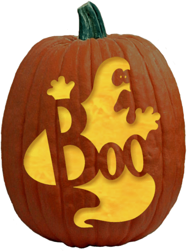 A Ghostly Greeting Pumpkin Carving Pattern - Ghost Pumpkin Carving (1200x630), Png Download