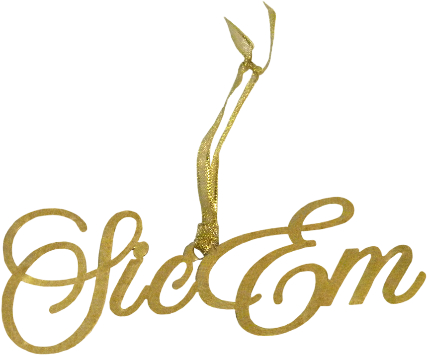 Baylor Sic Em Christmas Ornament Gold - Calligraphy (1000x1000), Png Download