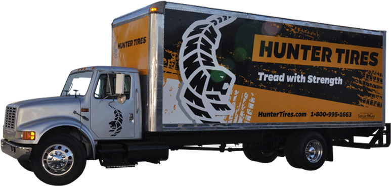 24' Box Truck Wrap Using Gf For Hunter Tires - Trailer Truck (800x531), Png Download
