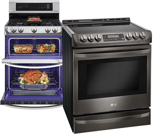 Ranges - Lg Gas Stove With Double Oven Reviews (585x559), Png Download