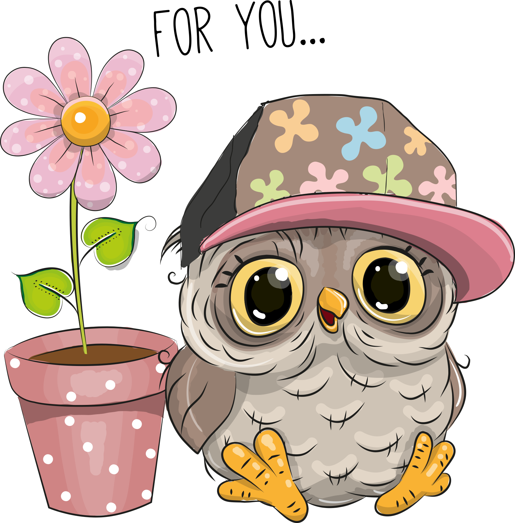 Kiarnez - Vector De Conejas O Buhos Tiernos (1784x1812), Png Download