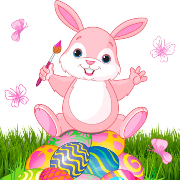 Cute Stickers 4 - Pink Easter Bunny Cartoon (630x630), Png Download