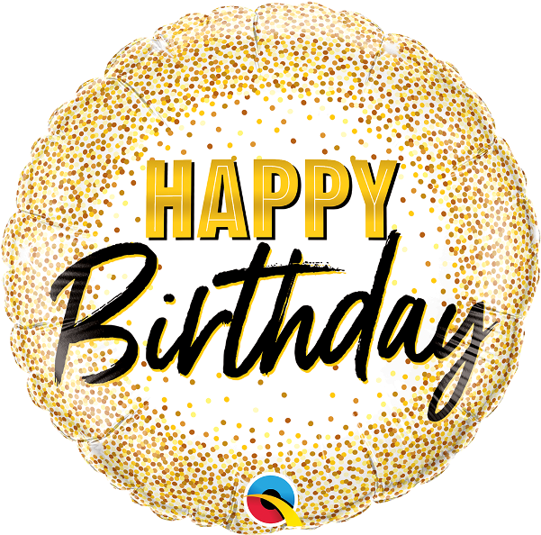 Birthday Gold Glitter Dots 18" Foil Balloon - Balloon (600x600), Png Download