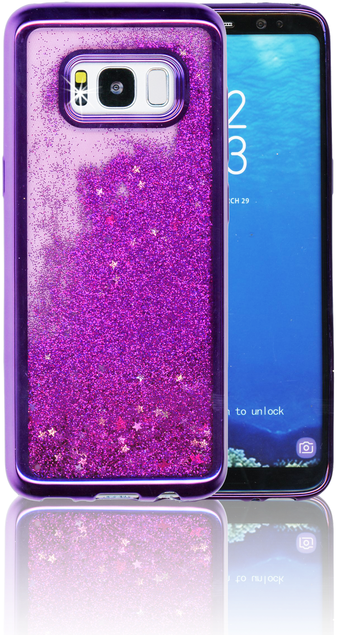 Samsung Galaxy S8 Mm Electroplated Water Glitter Case - Glitter (689x1280), Png Download
