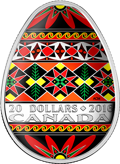 Fine Silver Coloured Coin Traditional Ukrainian Pysanka - Ukrainian Coin Canadian Mint (570x570), Png Download