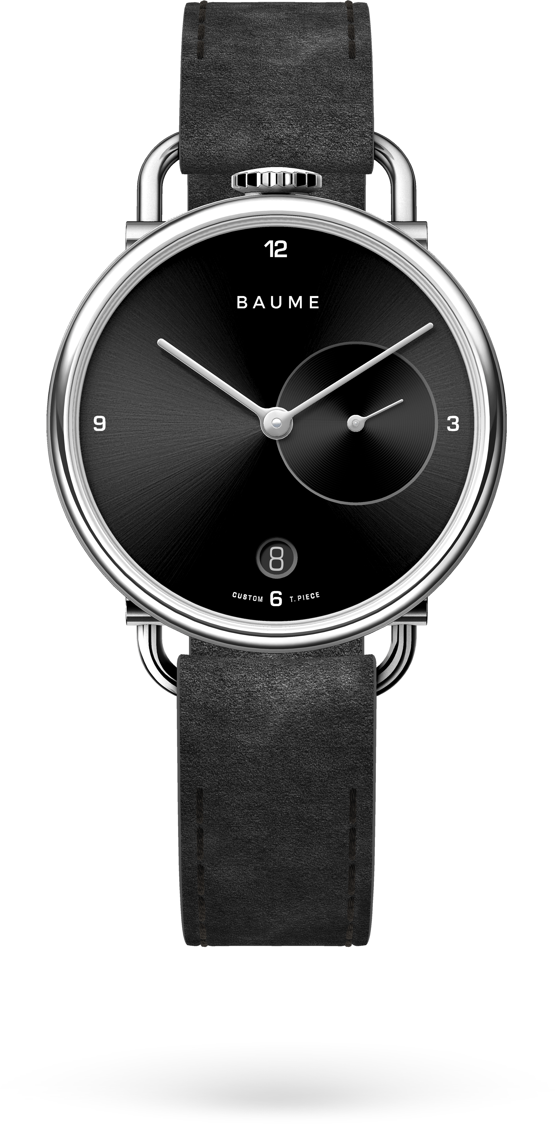 35mm Date Unisex Custom Watch Ronda Silver Case Alcantara - Watch (2048x4096), Png Download