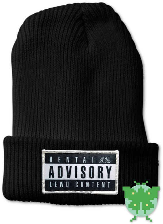 Black Beanie With Small Patch That Says Hentai Advisory - Parental Advisory (800x800), Png Download