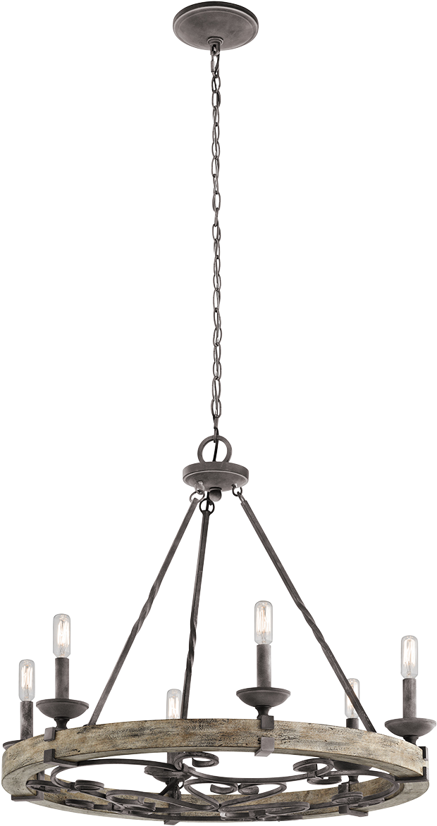 Taulbee 6 Light Chandelier Weathered Zinc - Kichler Weathered Zinc Chandelier (1200x1200), Png Download