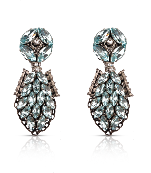 Crystal Blue Gown - Earrings (700x800), Png Download