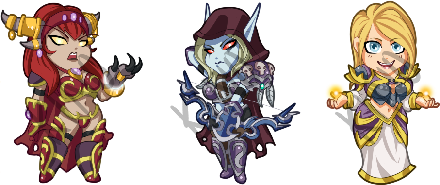 Girly Girls By Kinotastic Banshee Queen, Sylvanas Windrunner, - Alexstrasza Chibi (1000x450), Png Download
