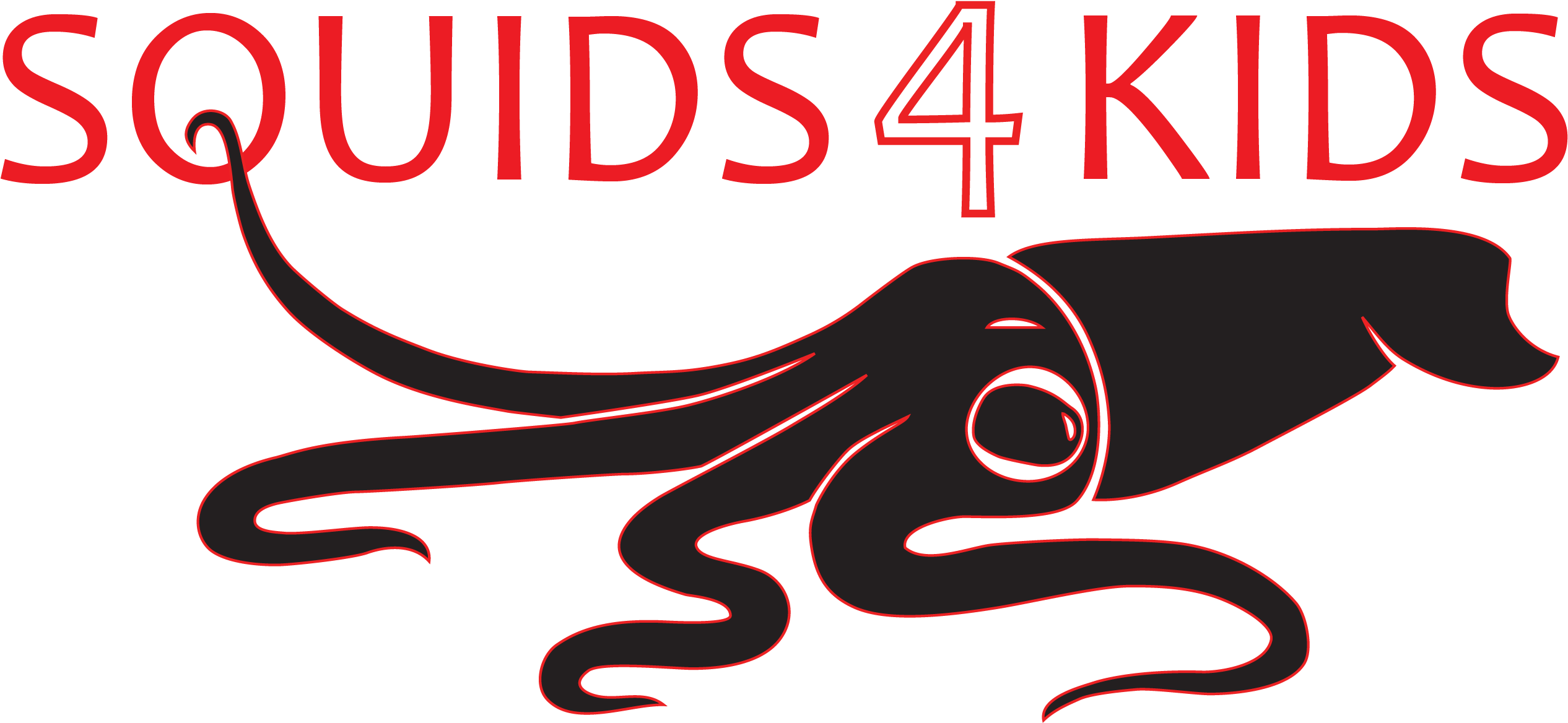 Squids4kids - Kids For Squids (3021x1317), Png Download