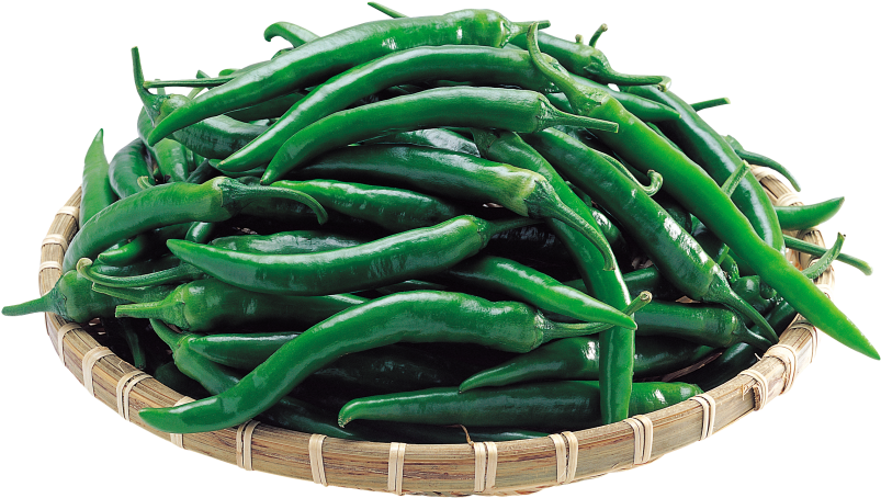 Peppers In Basket - Green Bean (866x650), Png Download