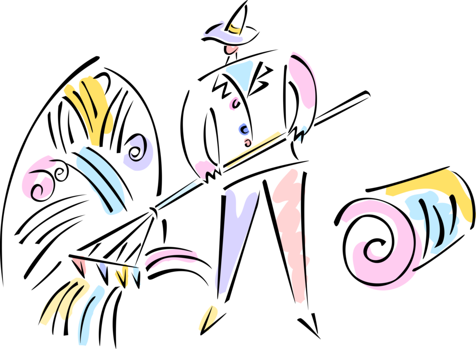 Vector Illustration Of Farmer With Rake Gathers Wheat (953x700), Png Download