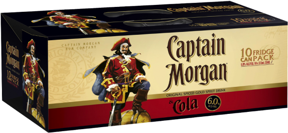 Captain Morgan & Cola 10pk - Captain Morgan Cola 10 Pack (600x600), Png Download
