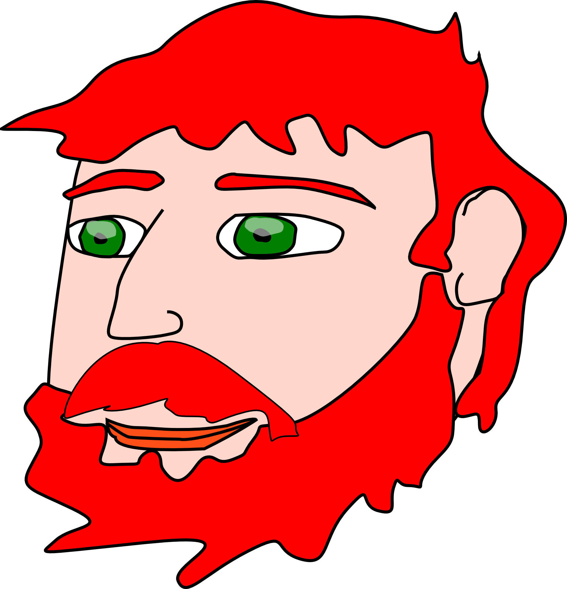 Painted Man With Red Beard - Ginger Hair Cartoon Male (1850x1920), Png Download