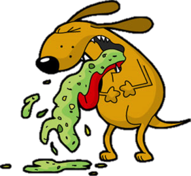 Sick Clipart Barf - Cartoon Dog Throwing Up (626x577), Png Download