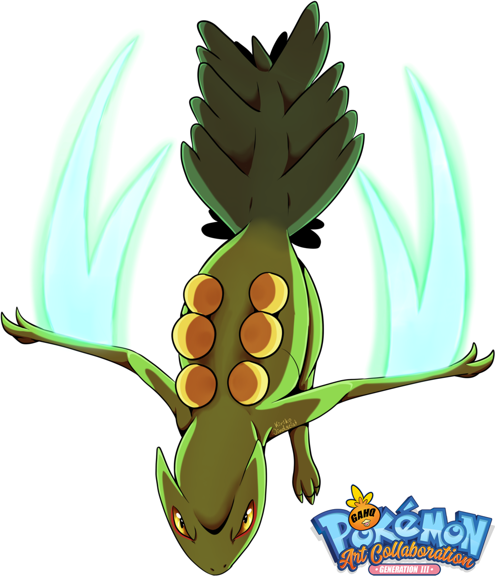 #254 Sceptile Used Leaf Blade And Dragon Claw In Our - Cartoon (1024x1195), Png Download