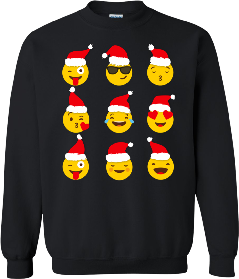 Christmas Santa Emojis Shirt Sweatshirt - Lesbian Couple Christmas Gift Ideas (1155x1155), Png Download