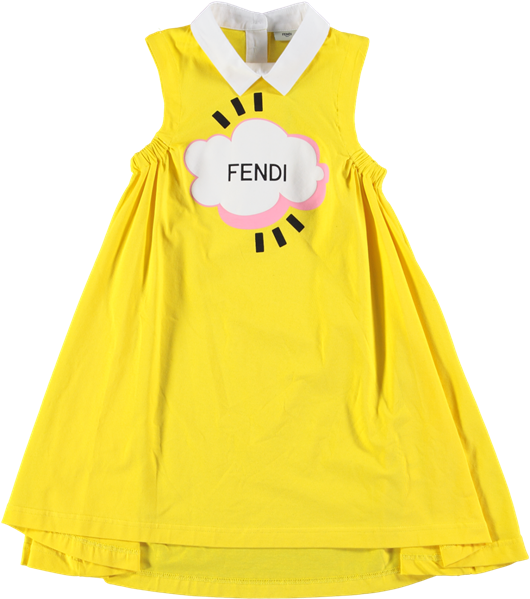 Picture Of Cloud Print Logo Vest Dress Yellow - One-piece Garment (600x600), Png Download
