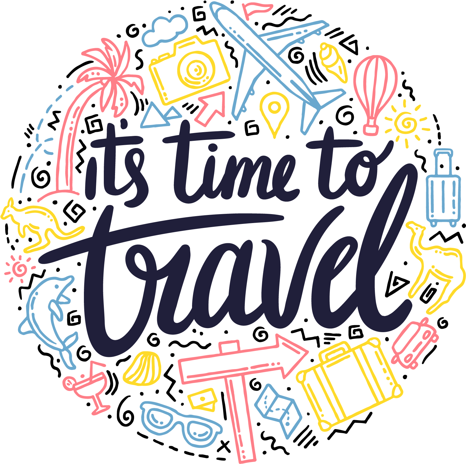 Menabung Untuk Traveling - Its Time To Travel (3126x2084), Png Download