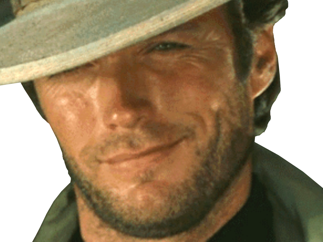 Sticker Clint Eastwood Regard Sourire Content Amuse - Gentleman (1120x840), Png Download