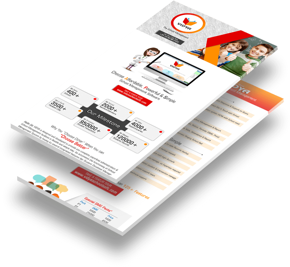 Broucher Of Vidya - Leaflet School Management Soft (1042x873), Png Download