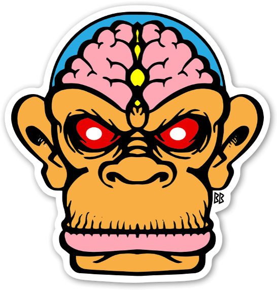 Bobby Brain Chimp Custom Stickers (581x600), Png Download