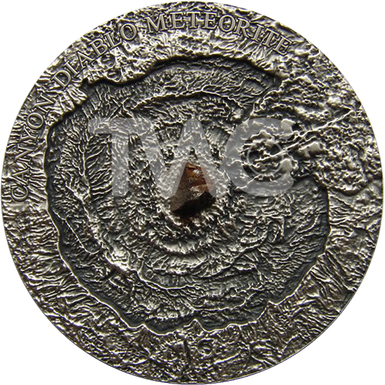 Niue 2014 1$ Canyon Diablo Meteorite Antique Finish - Niue Is 2014 Meteorite Canyon Diablo (560x559), Png Download