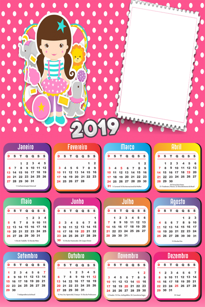 Calendário 2019 Circo Menina - Calendario 2019 Moana (683x1024), Png Download