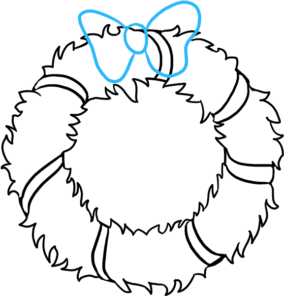 How To Draw Christmas Wreath - Outline Drawing From Christmas (680x678), Png Download