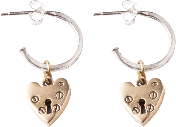 Heart Earings Brass - Earrings (1000x1000), Png Download