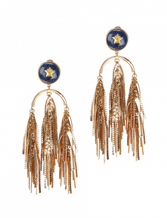 Lapis Nouveau Tassel Earrings - Earrings (540x702), Png Download