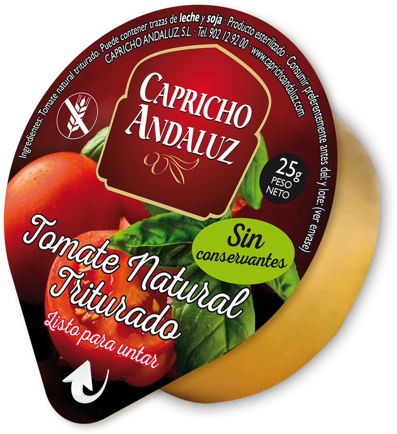 Tarrina Tomate Natural Triturado - Capricho Andaluz (1418x1517), Png Download