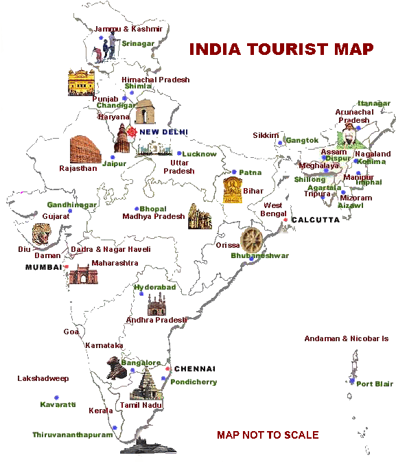 India-map - India Famous Places To Visit (577x687), Png Download