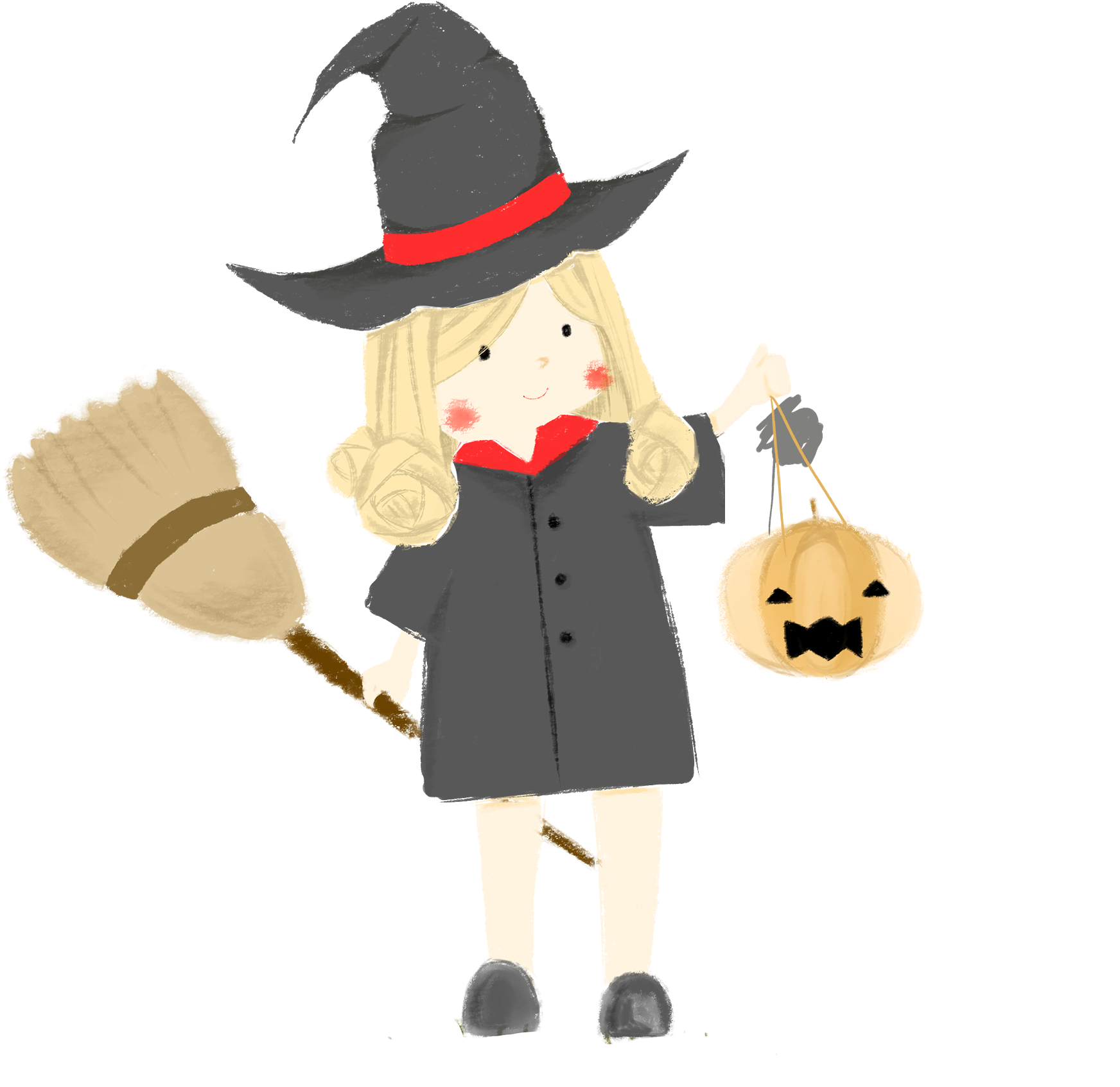 Fresh Cartoon Witch Girl Png And Psd - Cartoon (2000x2000), Png Download