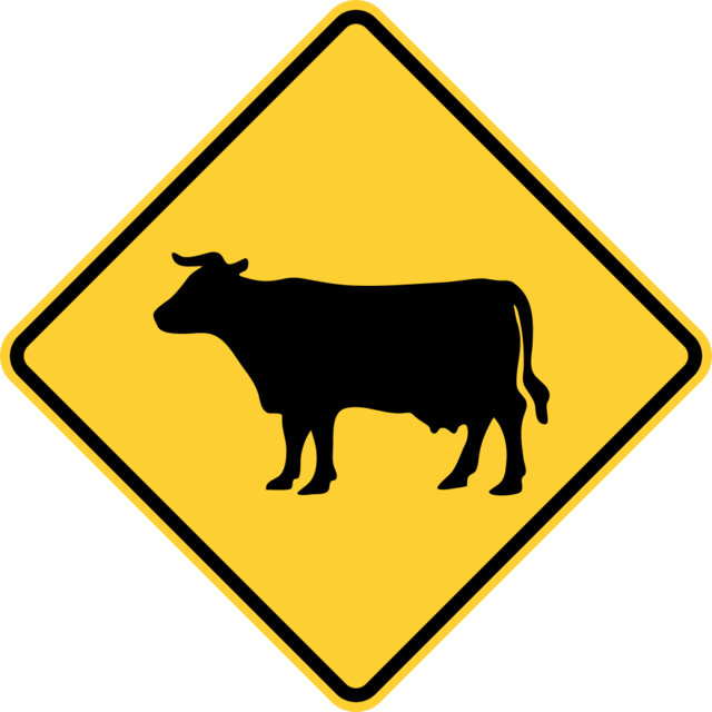 Load In 3d Viewer Uploaded By Anonymous - Cattle Crossing Sign (640x640), Png Download