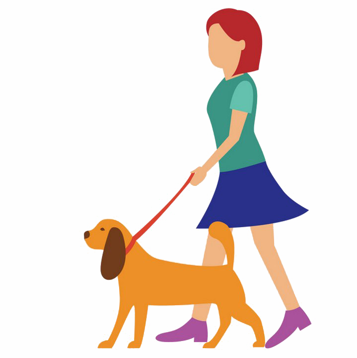 Walk Png Image File - Girl Holding A Dog Cartoon (719x720), Png Download