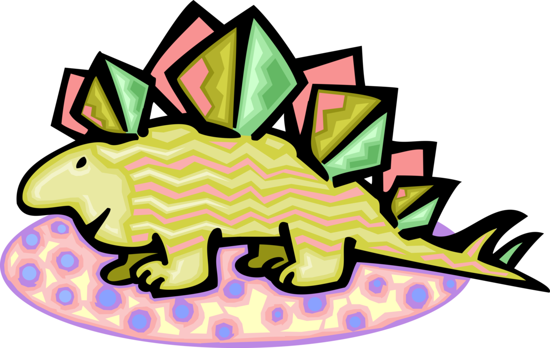Vector Illustration Of Prehistoric Stegosaurus Dinosaur (1105x700), Png Download