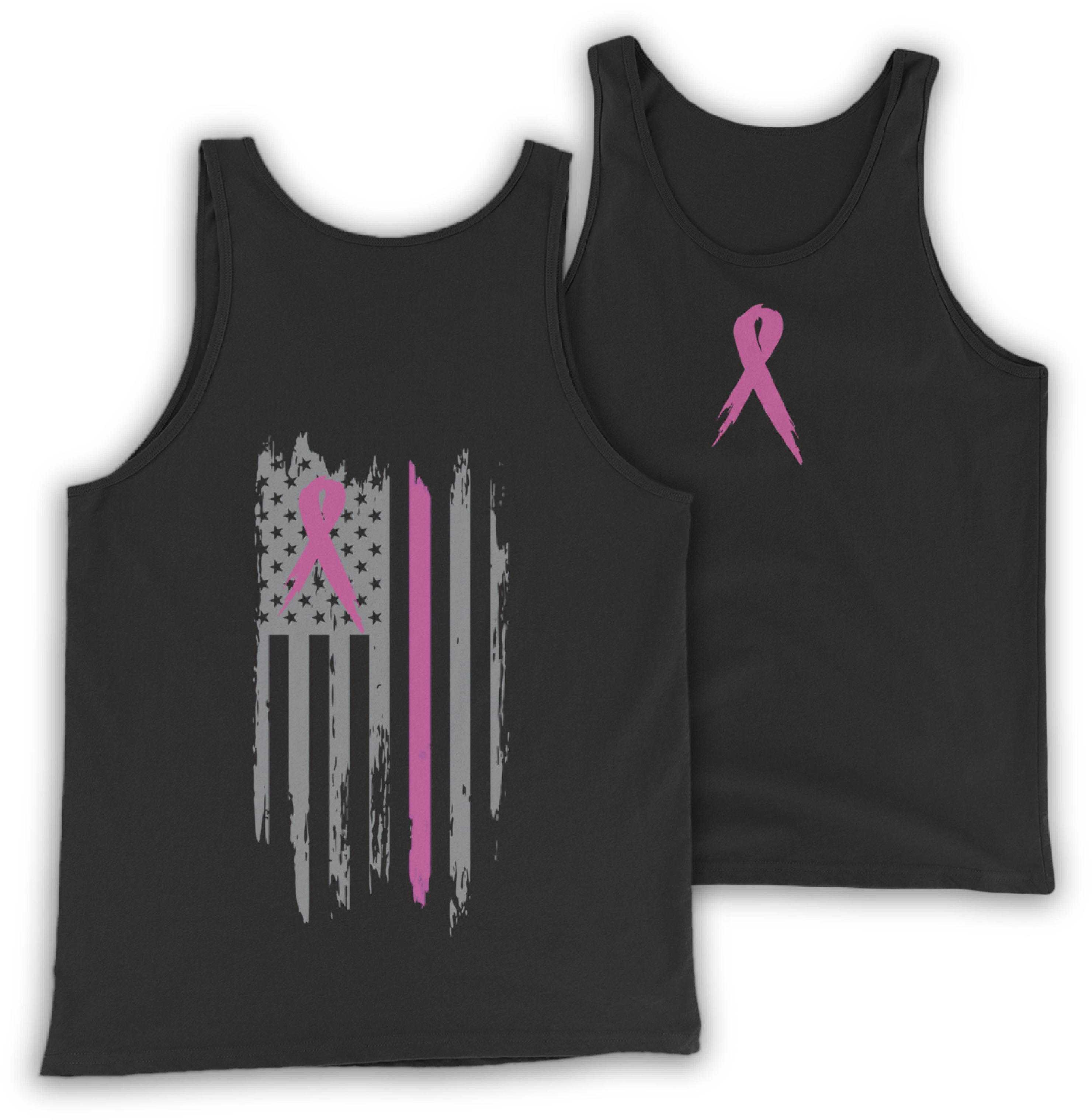 Cancer Ribbon & American Flag Tank Top (3000x3077), Png Download