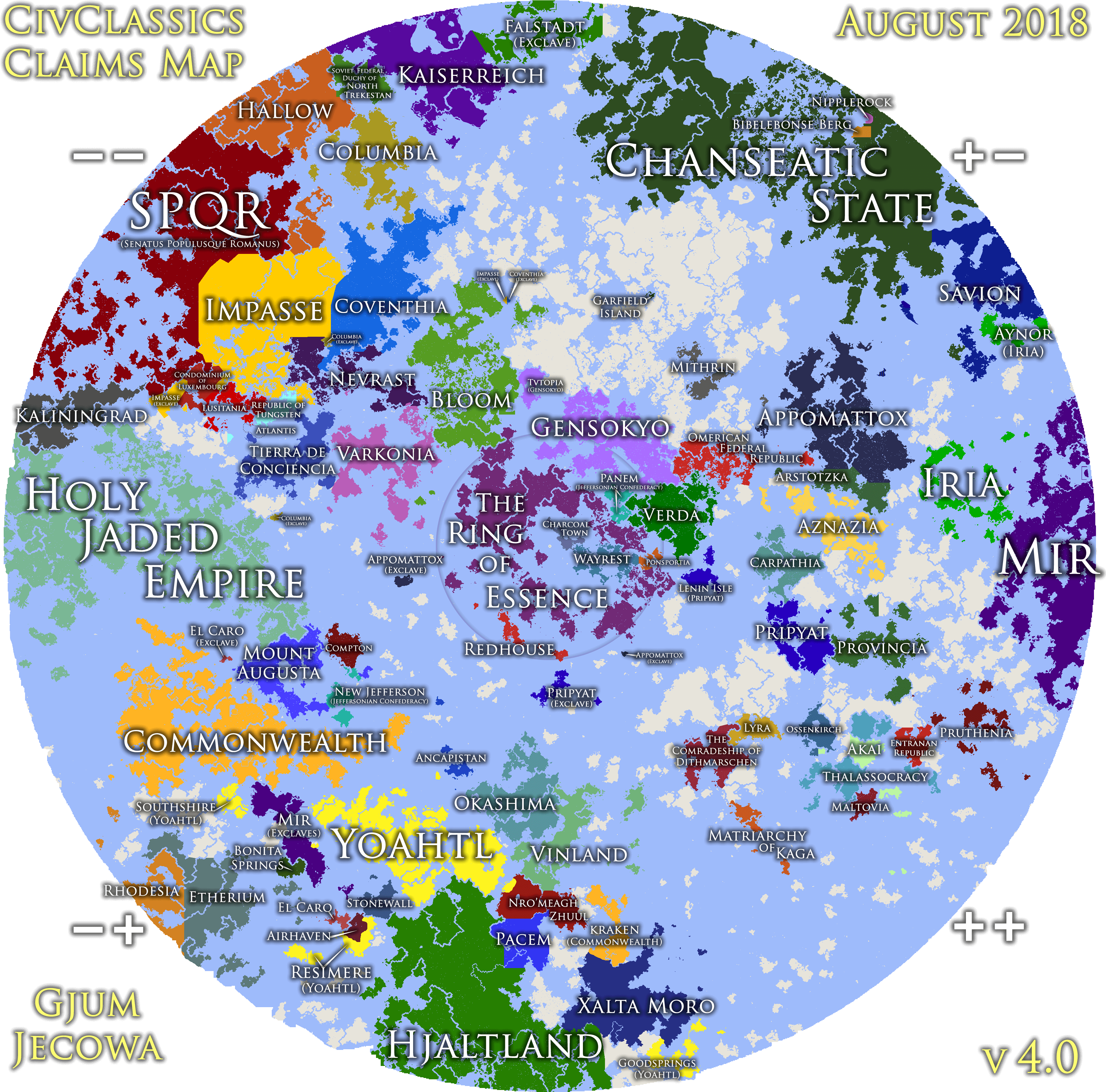 Blank World Map - Civclassics Claims Map (3328x3328), Png Download