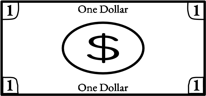 One Dollar Bill, 1, Single, Black And White, Png - Circle (816x1056), Png Download
