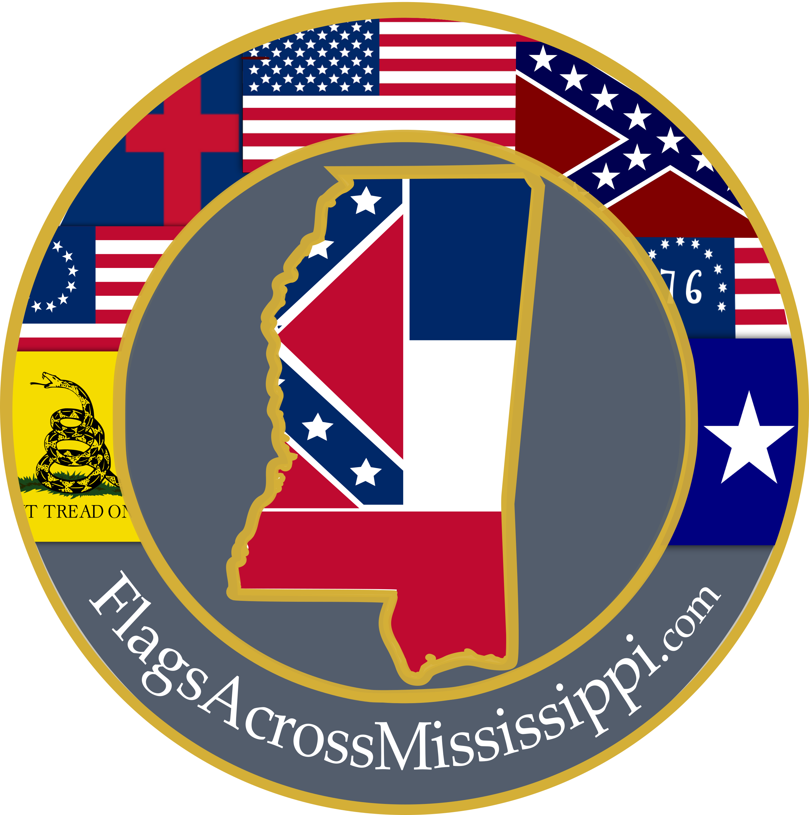 Flags Across Mississippi - Emblem (2703x2725), Png Download